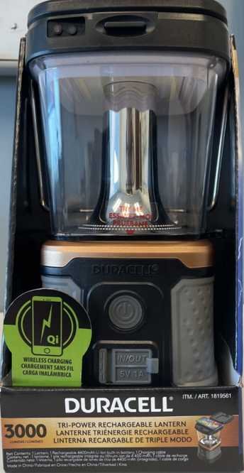 NEW HIGHER POWER Duracell Rechargeable Lantern, 3000 Lumens!!! FREE SHIPPING